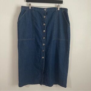 Denim Button-Front Skirt vintage premium